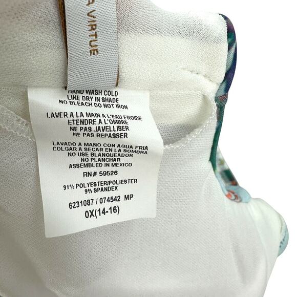 BECCA by Rebecca Virtue Femme Flora One‎ Piece Swimsuit Blue Plus Size 0X - Picture 11 of 11